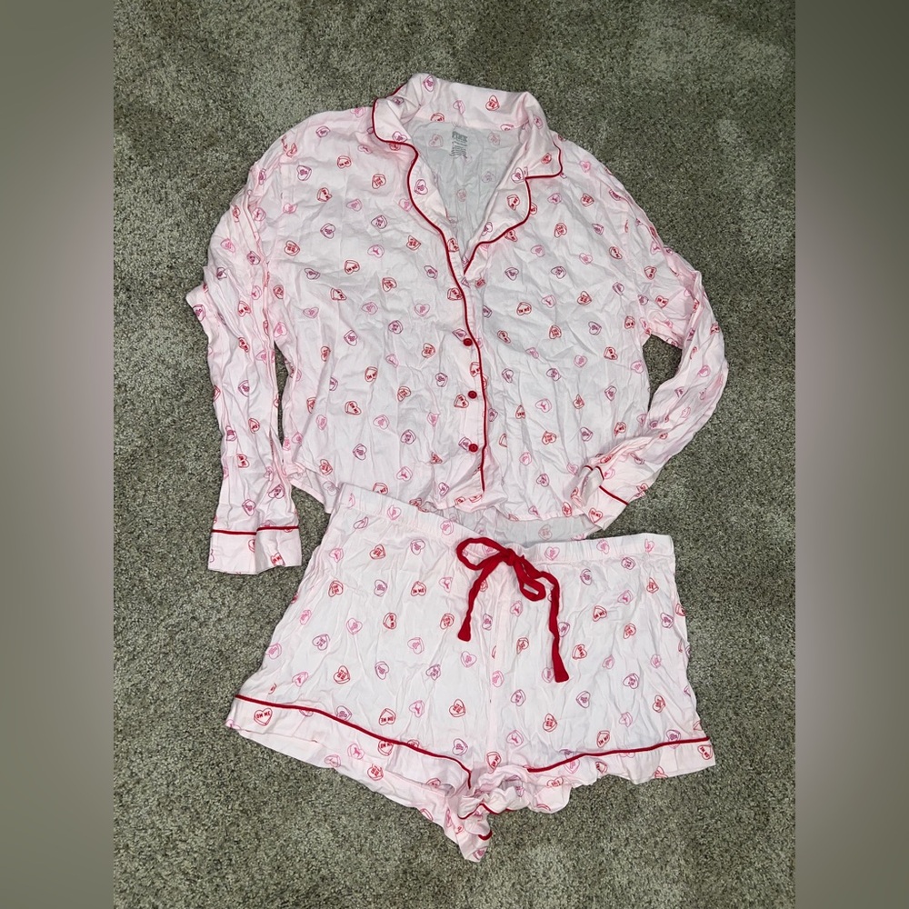 PINK Victoria's Secret Pink and Red Pajama Set